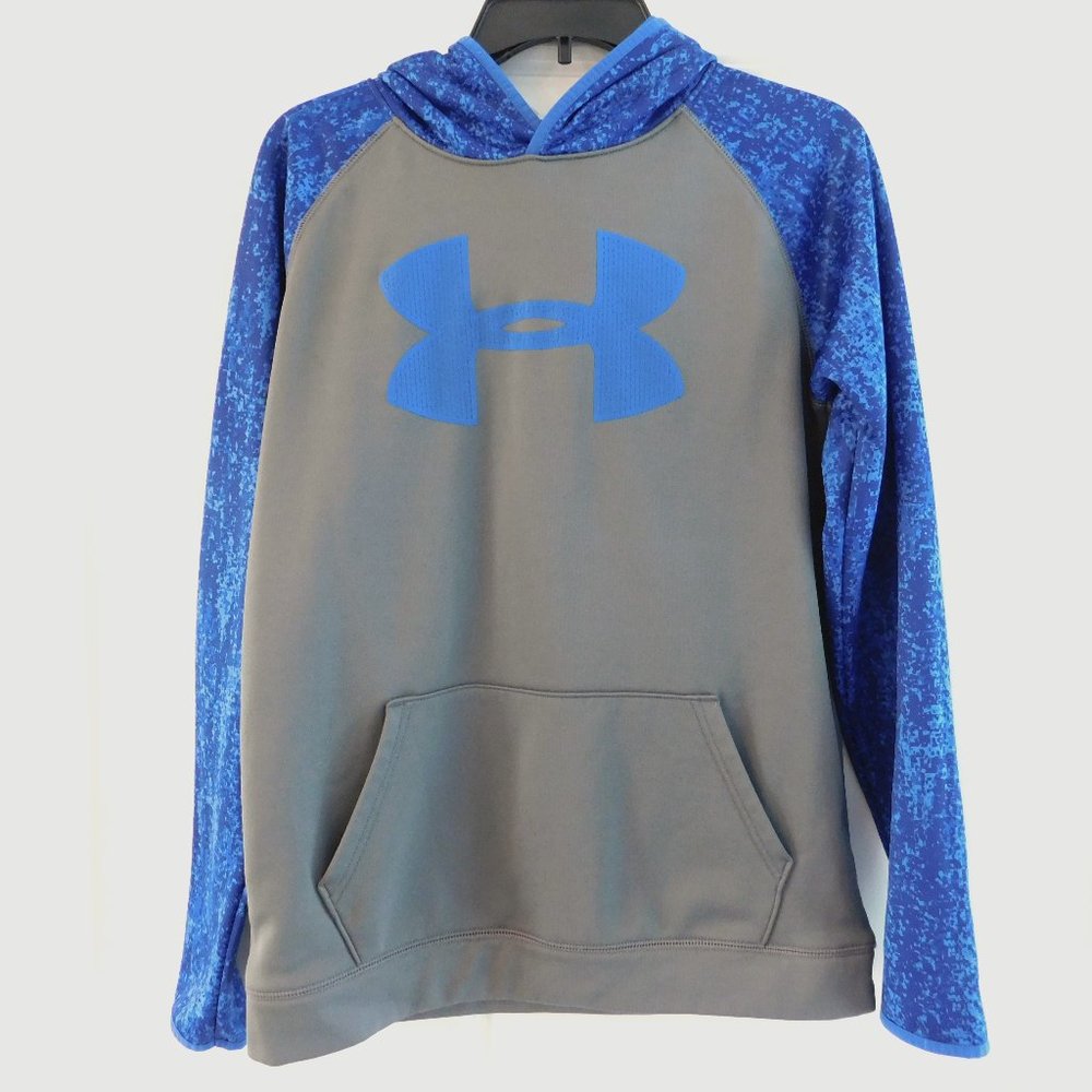 UNDER ARMOUR Cold Gear Graphic Print Blue/Gray Hooded Sweatshirt